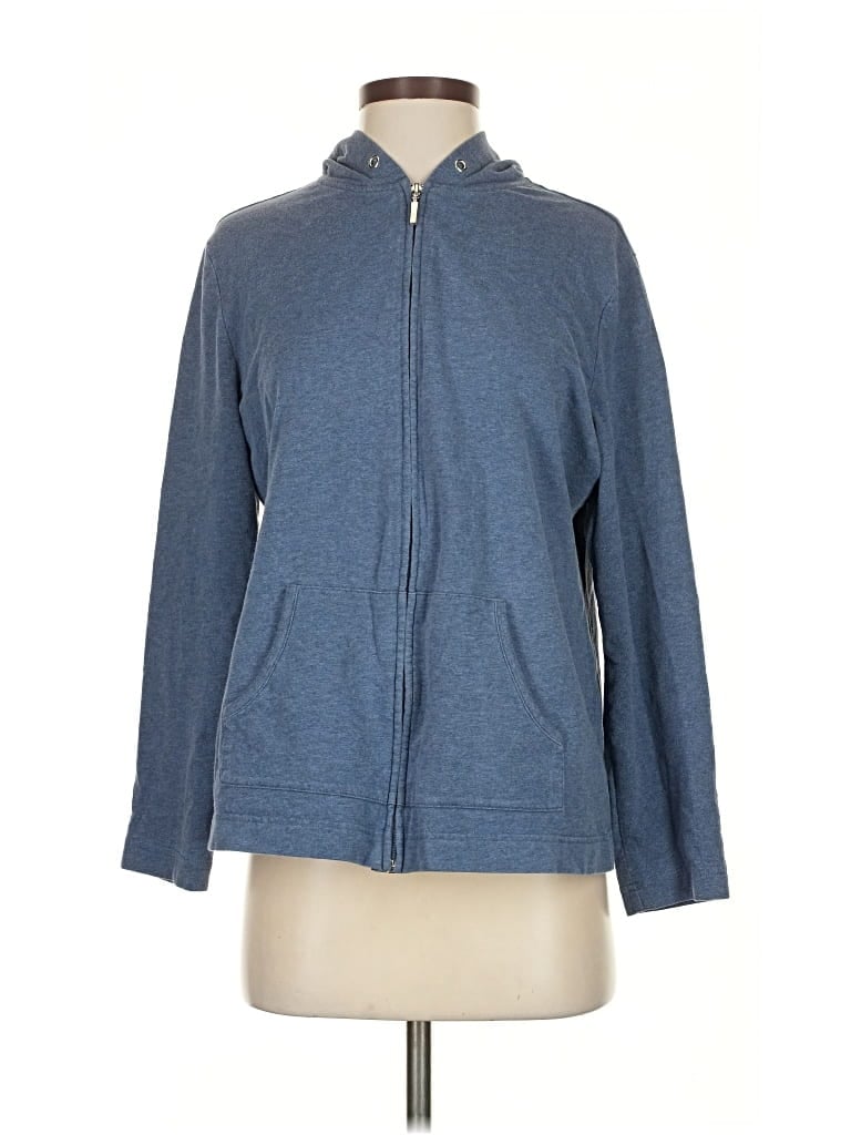 Pre-owned Karen Scott Sport Zip Up Hoodie In Blue