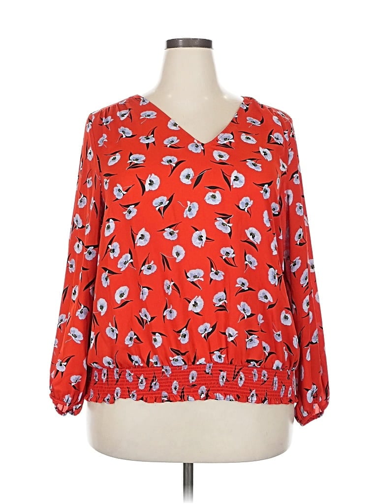 Pre-owned Ann Taylor 3/4 Sleeve Blouse In Red