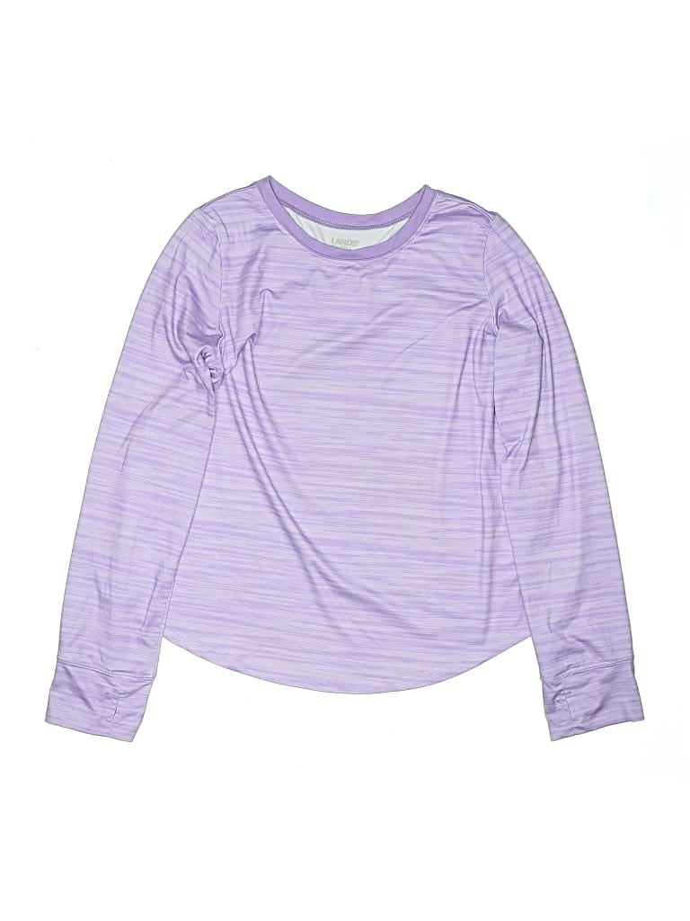Pre-owned Lands' End Kids' Long Sleeve T-shirt In Purple