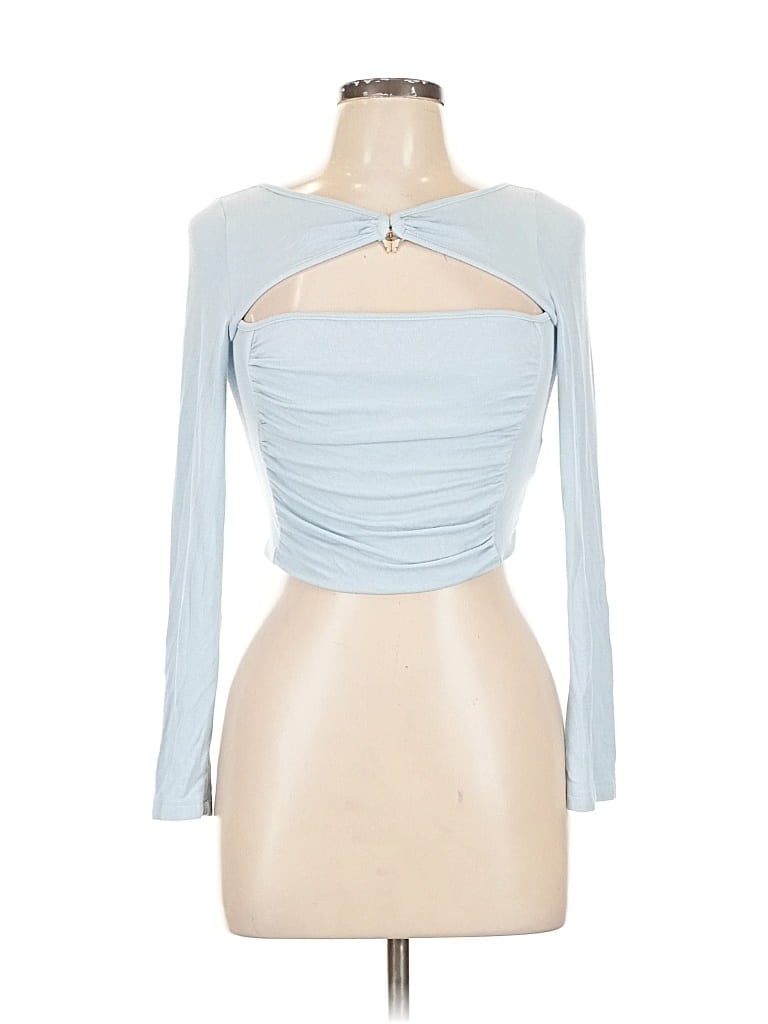 Pre-owned Shein Long Sleeve Top Blue Strapless Neckline Tops