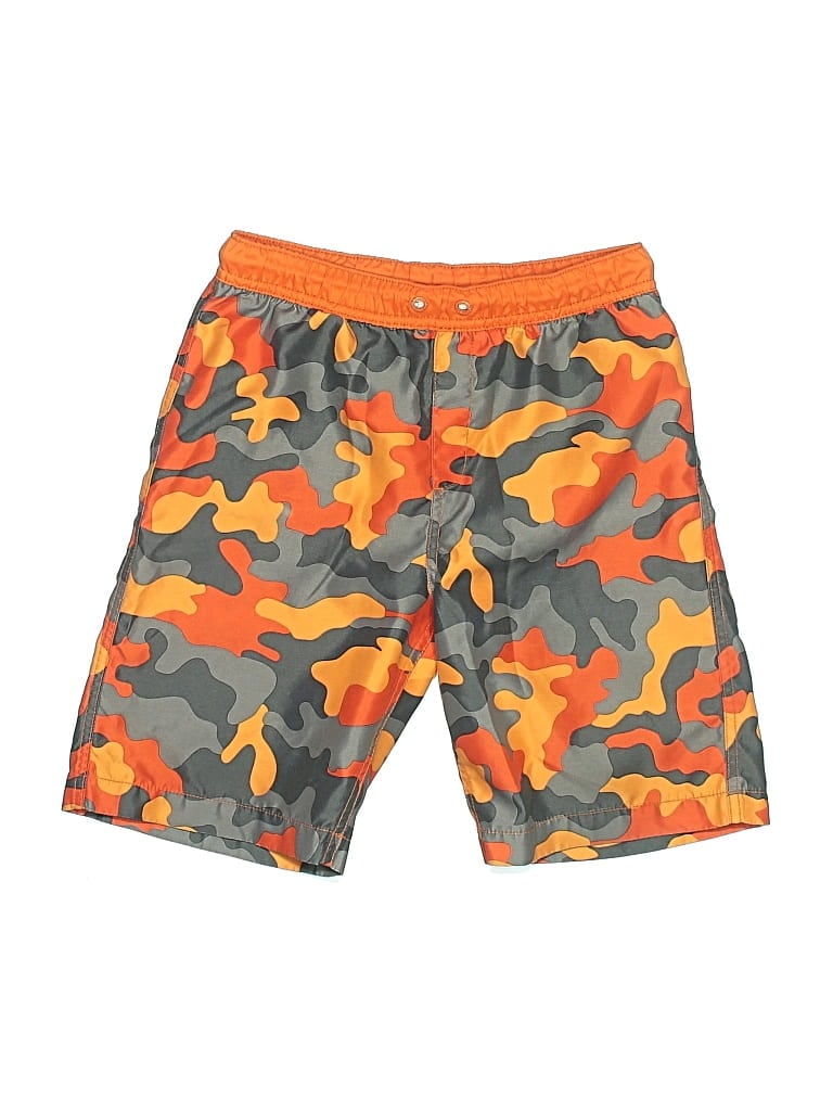 Pre-owned Lands' End Kids' Board Shorts In Orange