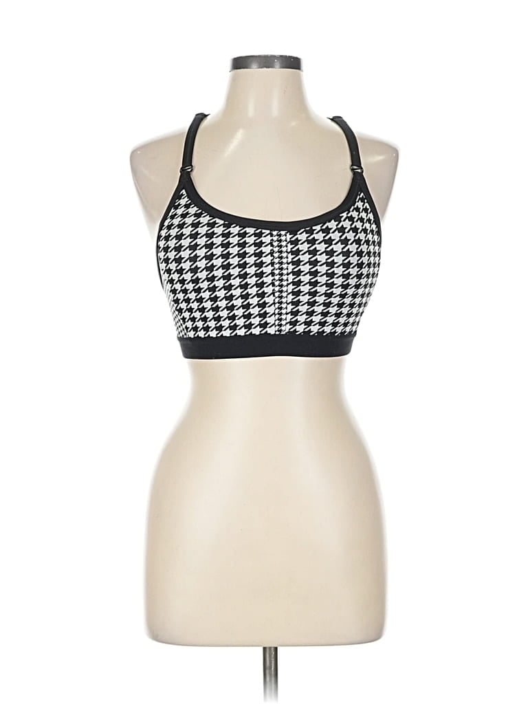 Pre-owned Nike Tank Top Black Houndstooth Pattern Halter Neckline Tops