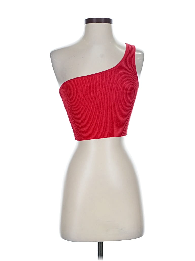 Pre-owned Babaton Tank Top Red One Shoulder Neckline Tops