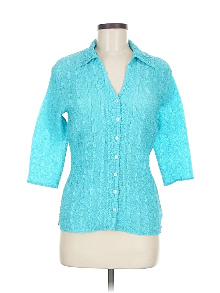 Pre-owned Ubu 3/4 Sleeve Button Down Shirt In Blue