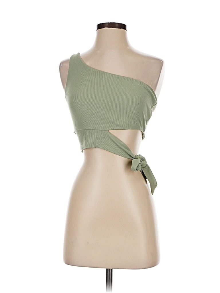Pre-owned Illa Illa Sleeveless Top Green One Shoulder Neckline Tops