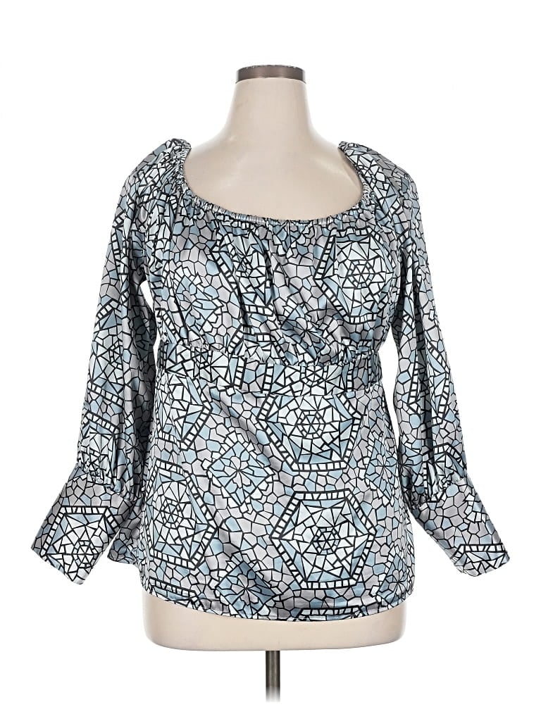 Pre-owned Lane Bryant 3/4 Sleeve Blouse In Blue