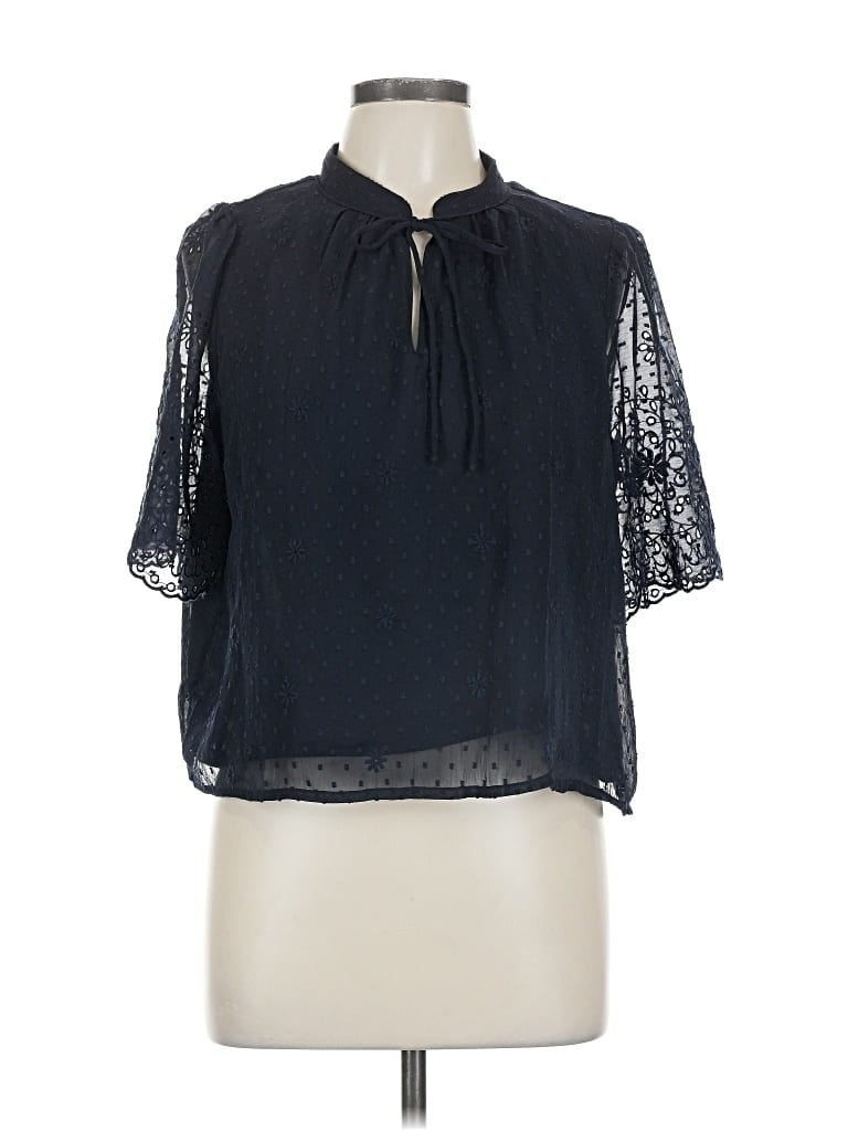 Pre-owned Ann Taylor Loft 3/4 Sleeve Blouse In Black