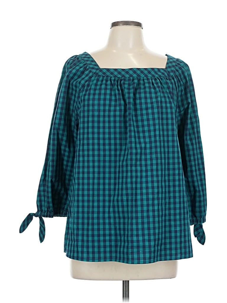 Pre-owned Izod 3/4 Sleeve Blouse In Blue