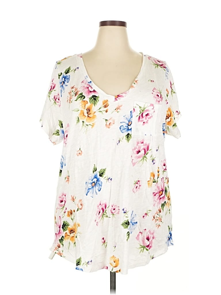 Pre-owned Torrid Short Sleeve Blouse In White