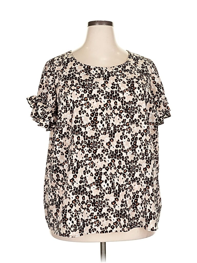 Pre-owned Lane Bryant Short Sleeve Blouse In Black