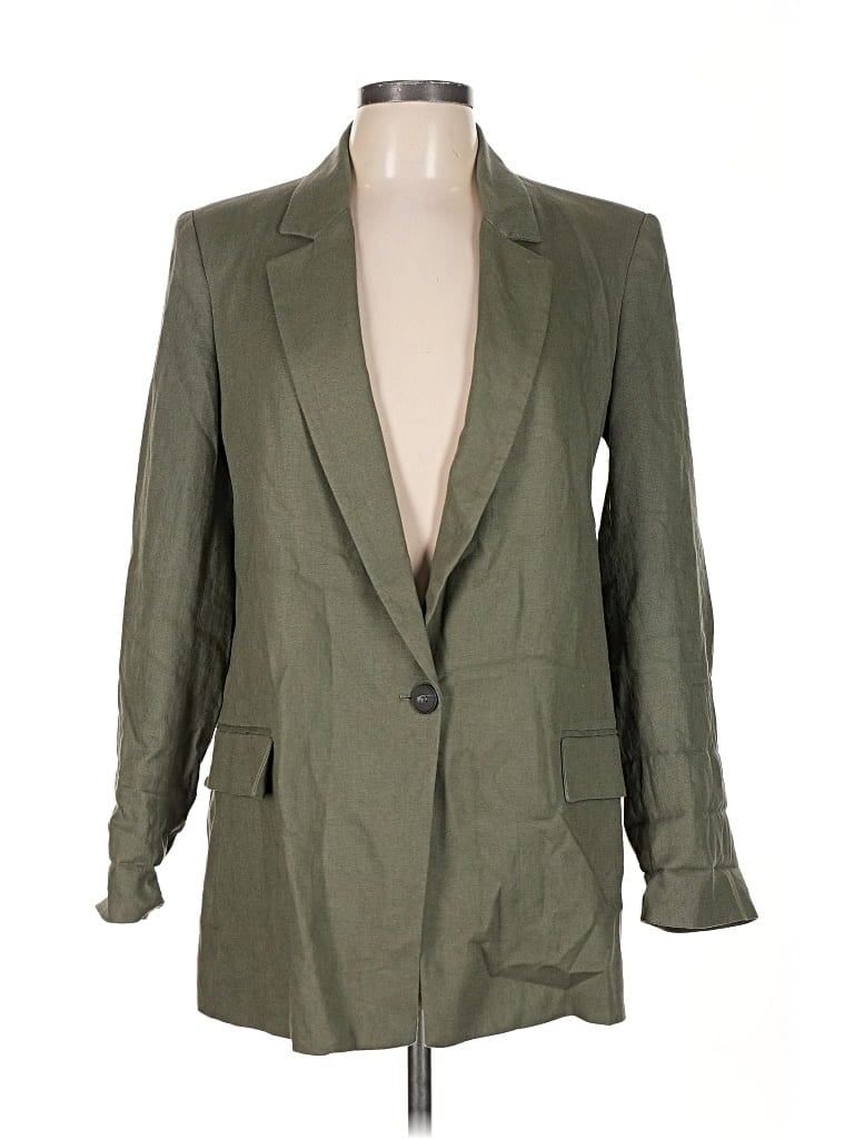 Pre-owned Zara Blazer Jacket In Green
