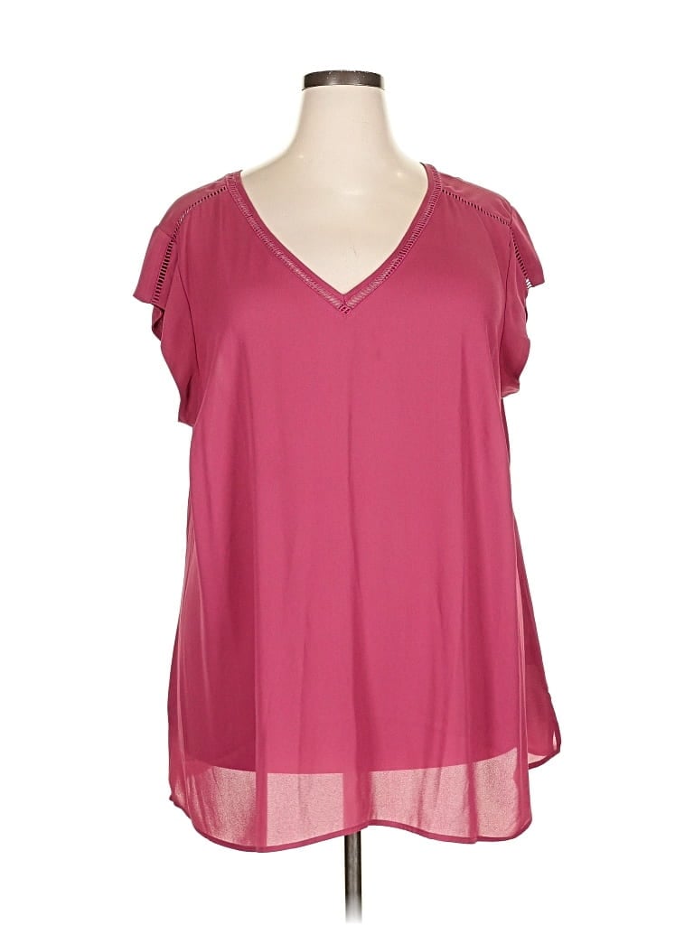 Pre-owned Dr2 Short Sleeve Blouse In Burgundy