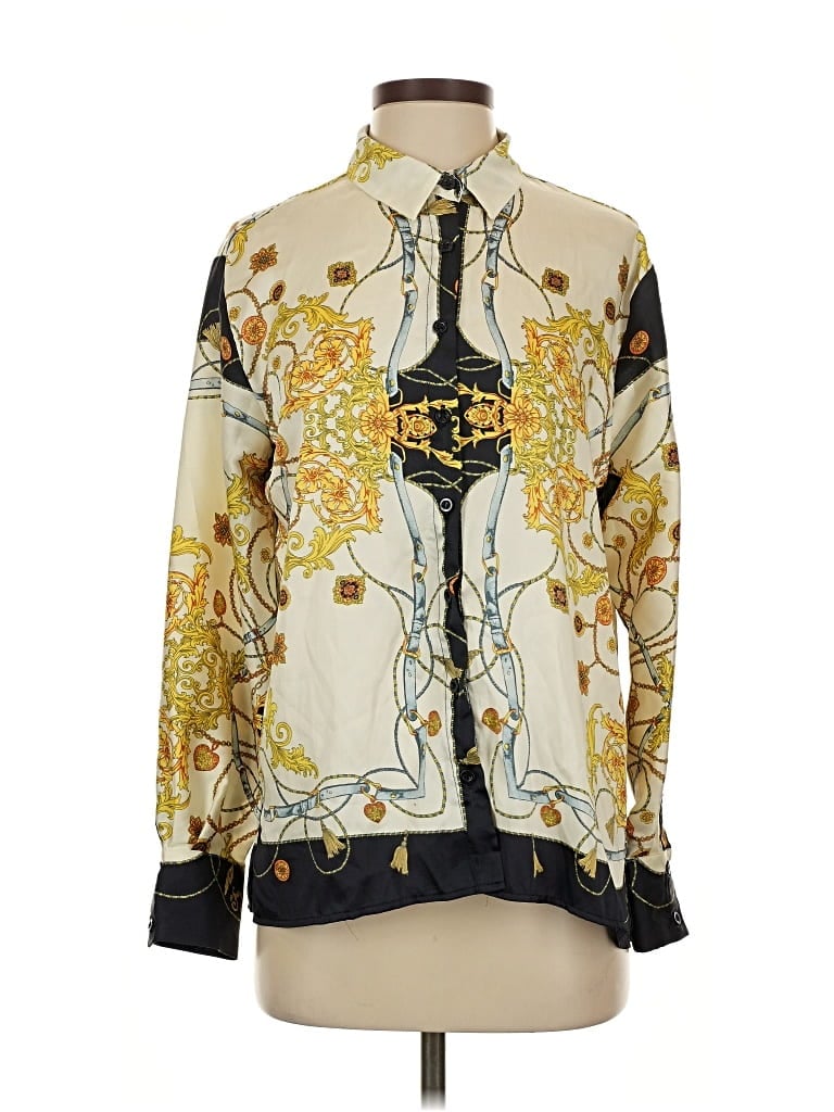 Pre-owned Fashion Nova Long Sleeve Blouse In Gold