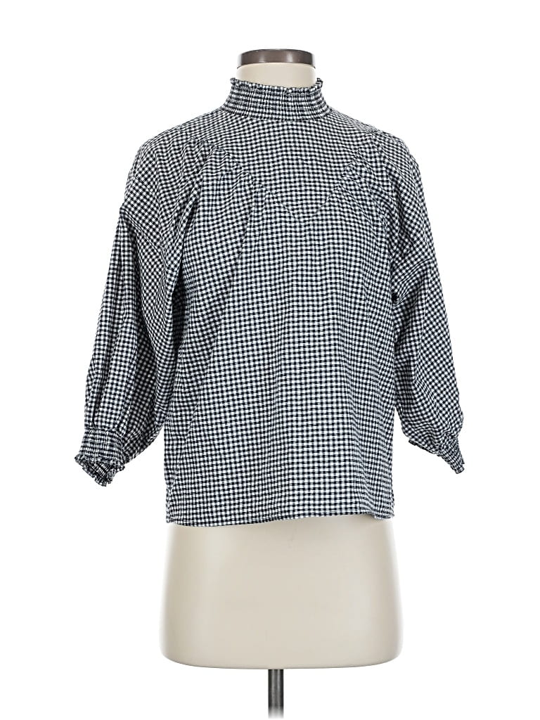 Pre-owned Zara Basic 3/4 Sleeve Blouse In Gray