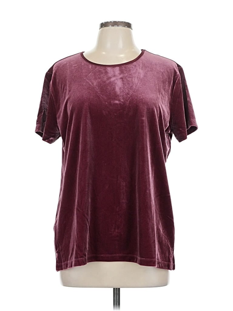 Pre-owned Lands' End Short Sleeve T-shirt In Burgundy