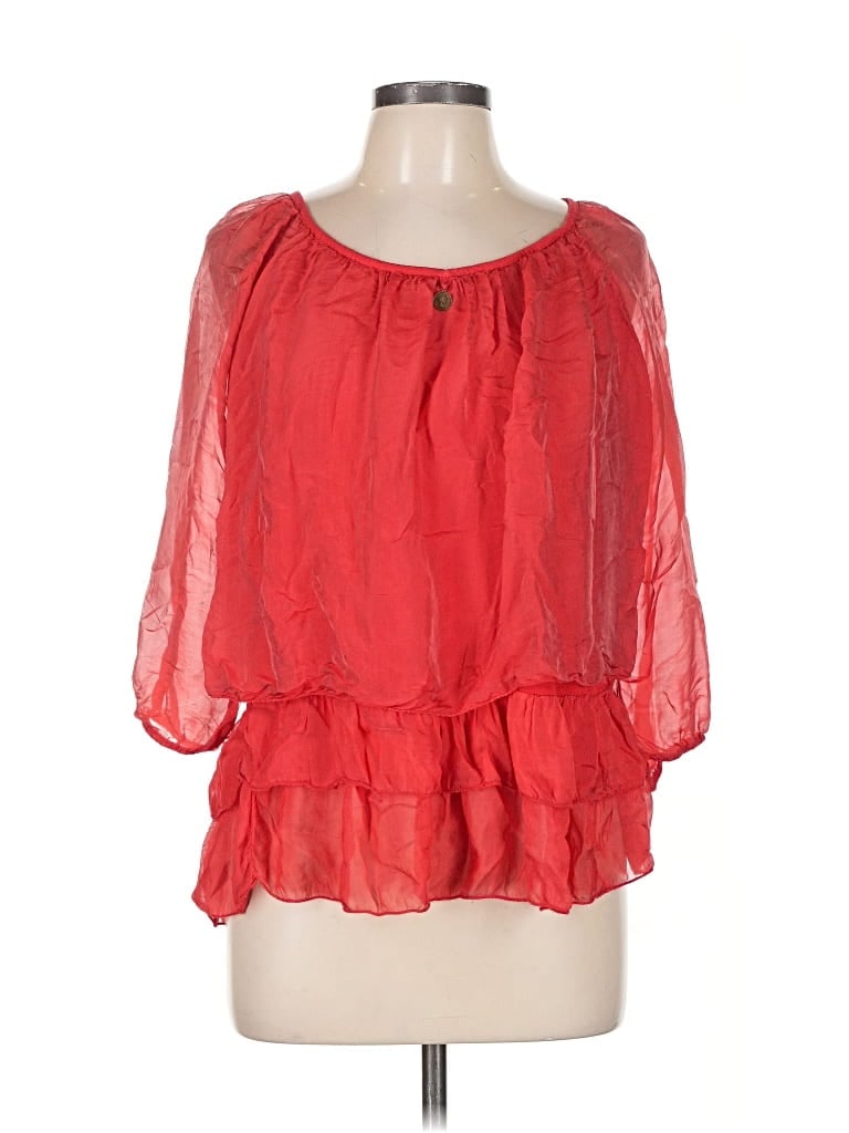 Pre-owned Tempo Paris 3/4 Sleeve Blouse In Red