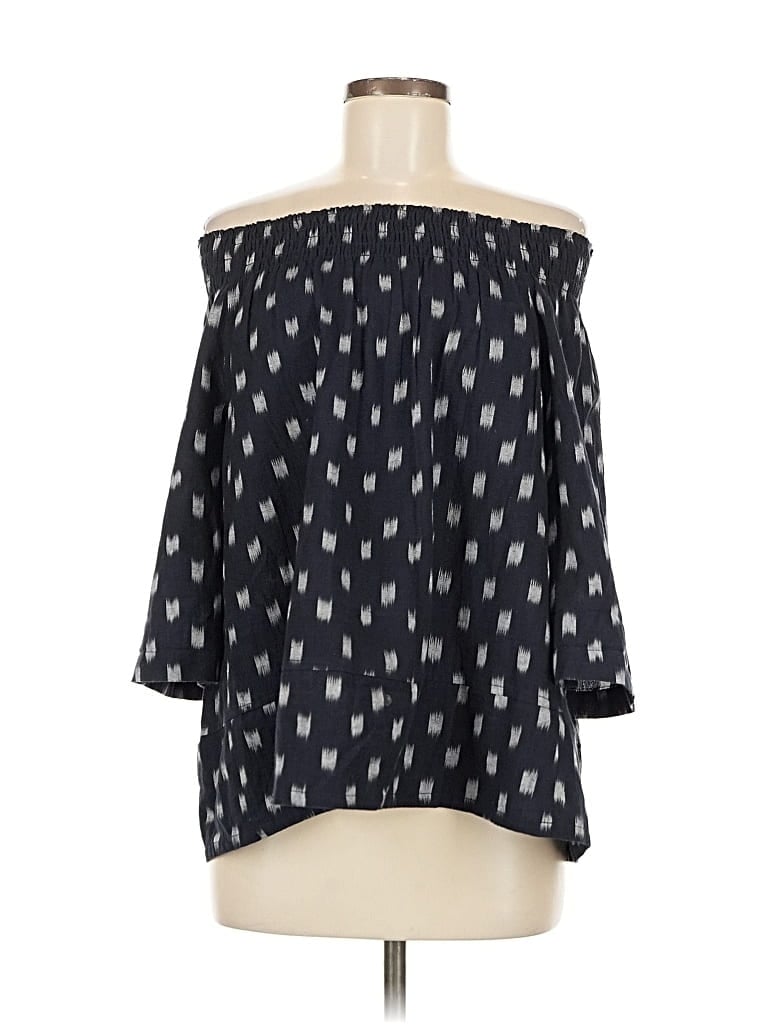 Pre-owned Current Elliott 3/4 Sleeve Blouse In Black