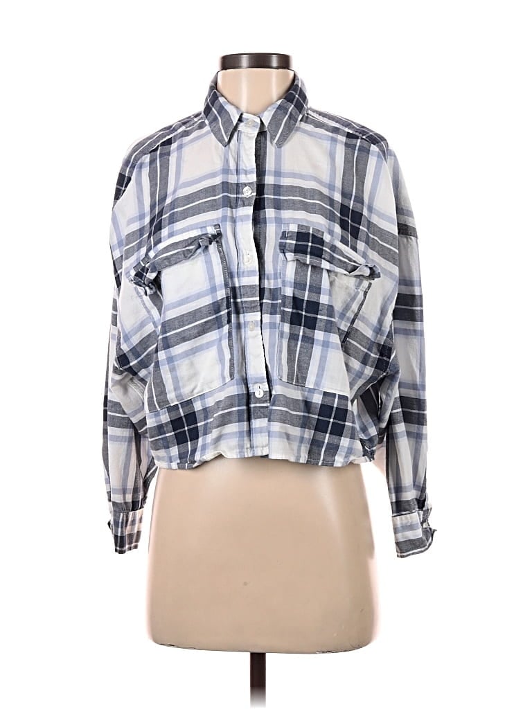 Pre-owned Abercrombie & Fitch Long Sleeve Button Down Shirt In Silver