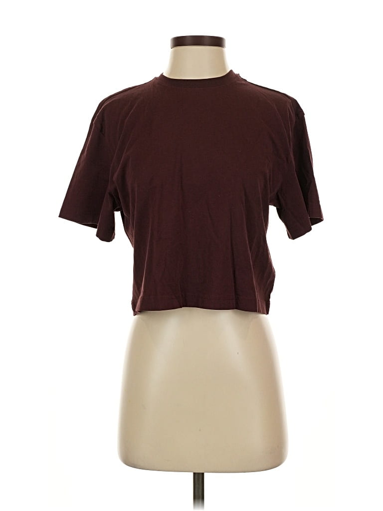 Pre-owned Athleta Short Sleeve Turtleneck In Burgundy