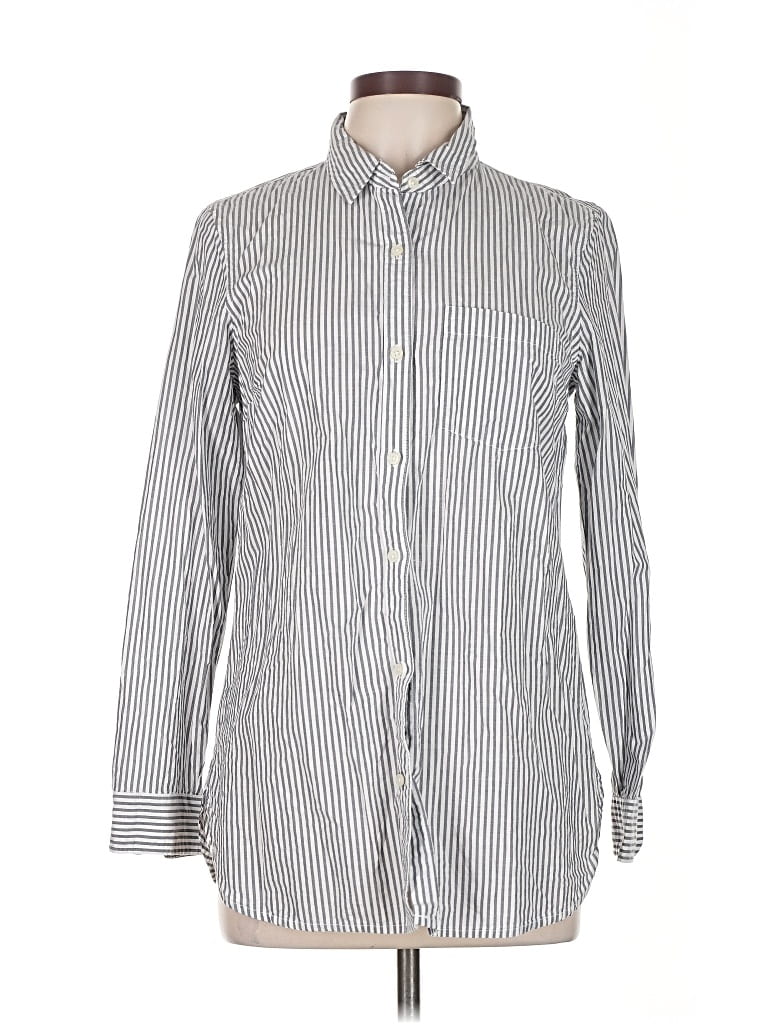 Pre-owned Old Navy Long Sleeve Button Down Shirt In Silver