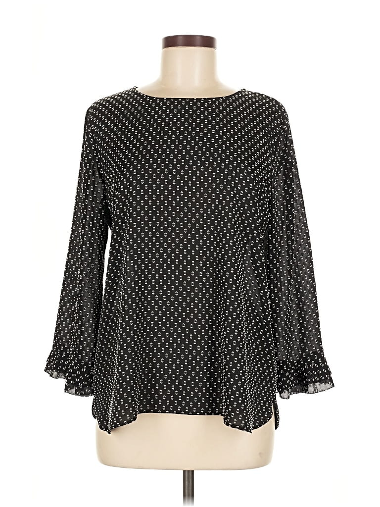 Pre-owned Ann Taylor Loft Long Sleeve Blouse In Black