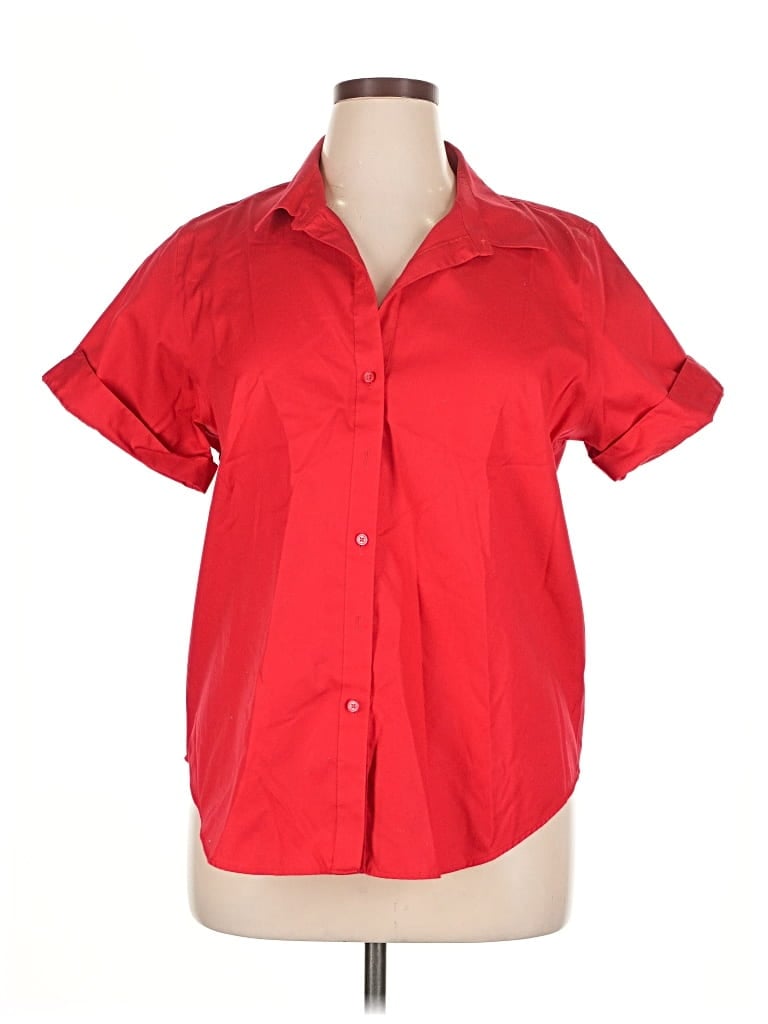 Pre-owned Coldwater Creek Short Sleeve Blouse In Red