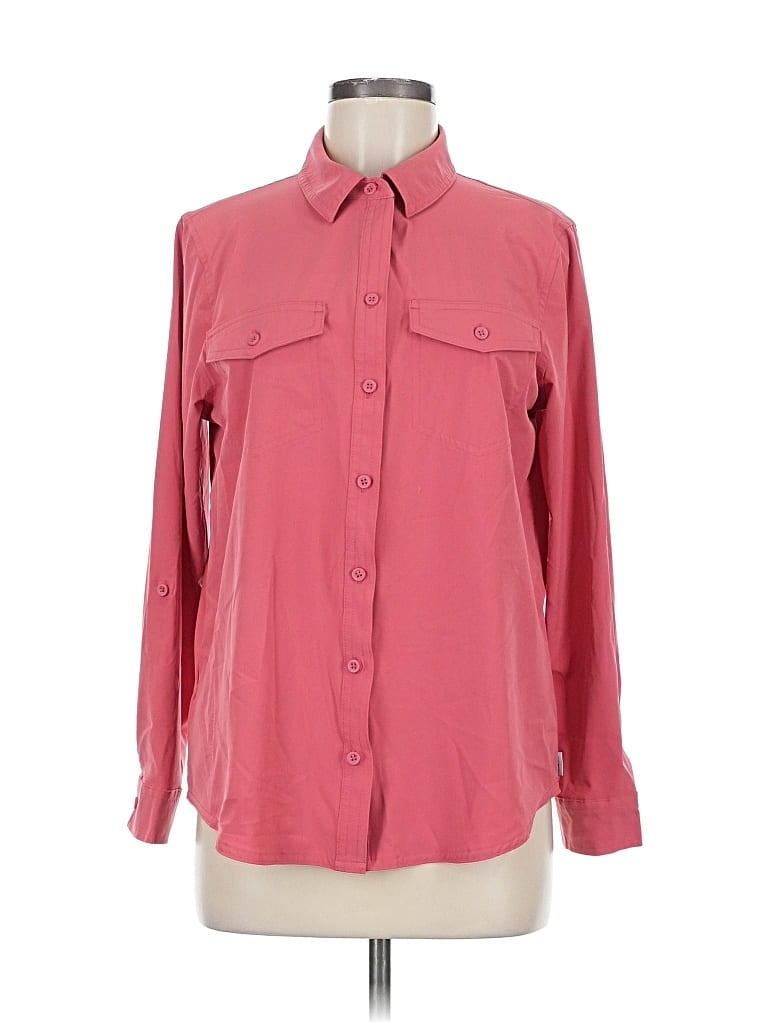 Pre-owned Eddie Bauer Long Sleeve Blouse In Pink