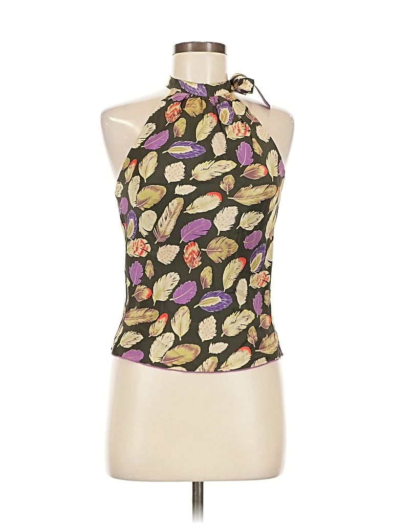 Pre-owned Poleci Sleeveless Silk Top Purple Halter Neckline Tops