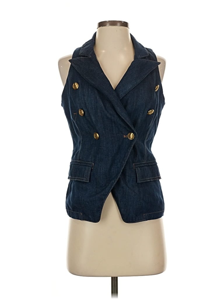 Pre-owned White House Black Market Denim Vest In Blue