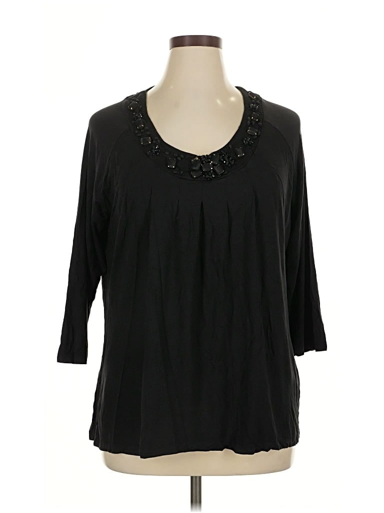 Pre-owned Charter Club 3/4 Sleeve Blouse In Black