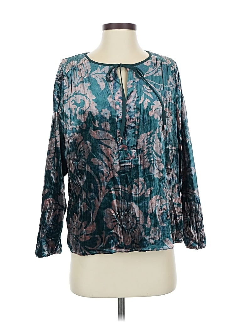 Pre-owned By Anthropologie Long Sleeve Blouse In Blue