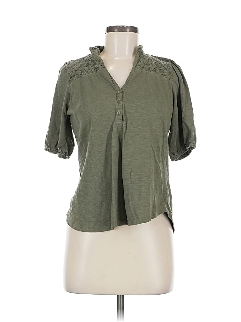 Pre-owned Knox Rose Short Sleeve Blouse In Green