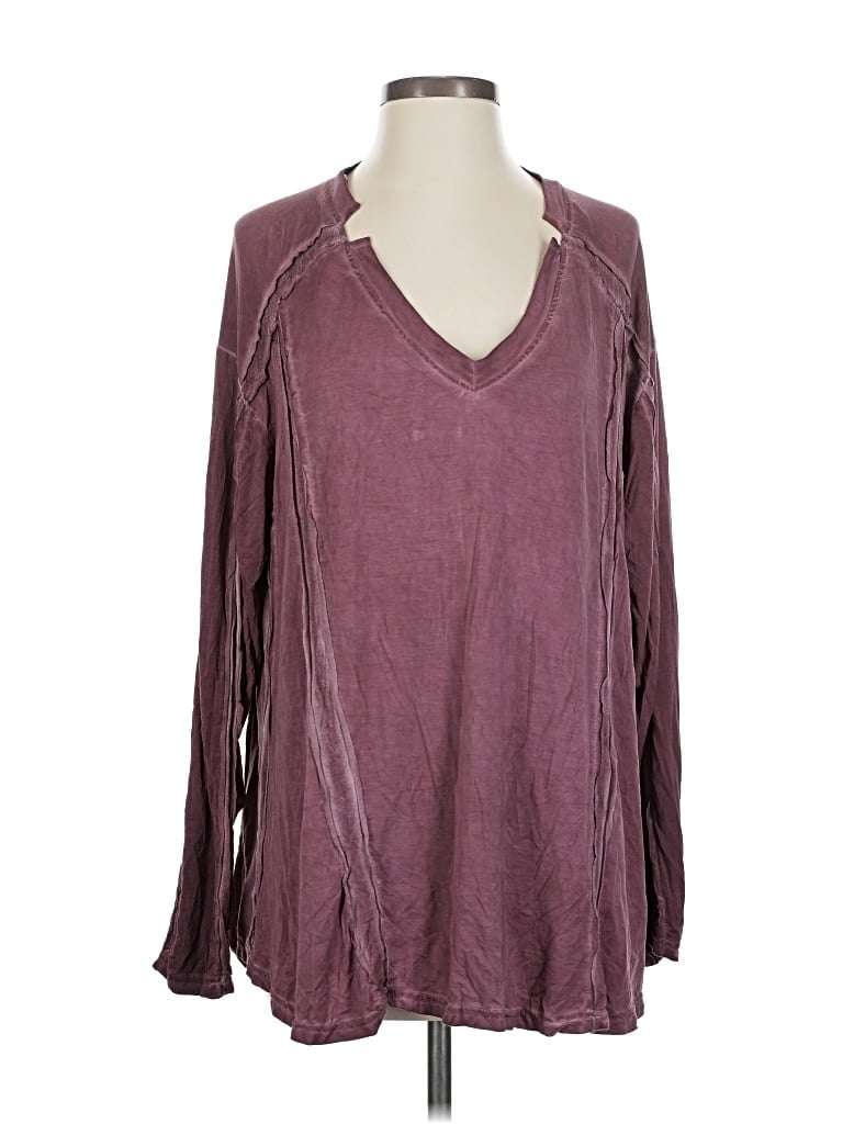 Pre-owned Pol Long Sleeve Blouse In Burgundy