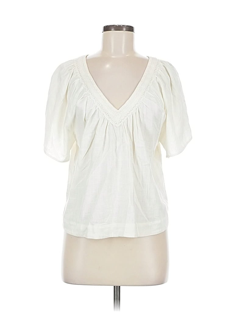 Ann Taylor Loft Short Sleeve Blouse In White