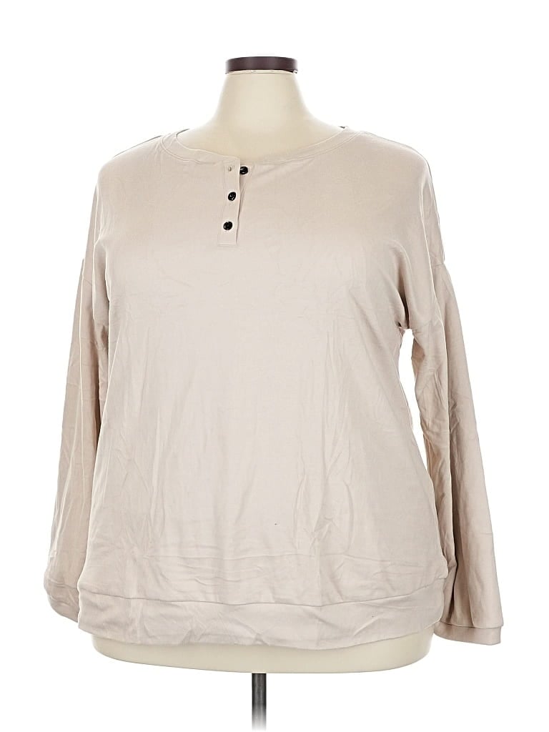 Pre-owned Unbranded Long Sleeve Henley Shirt In Brown