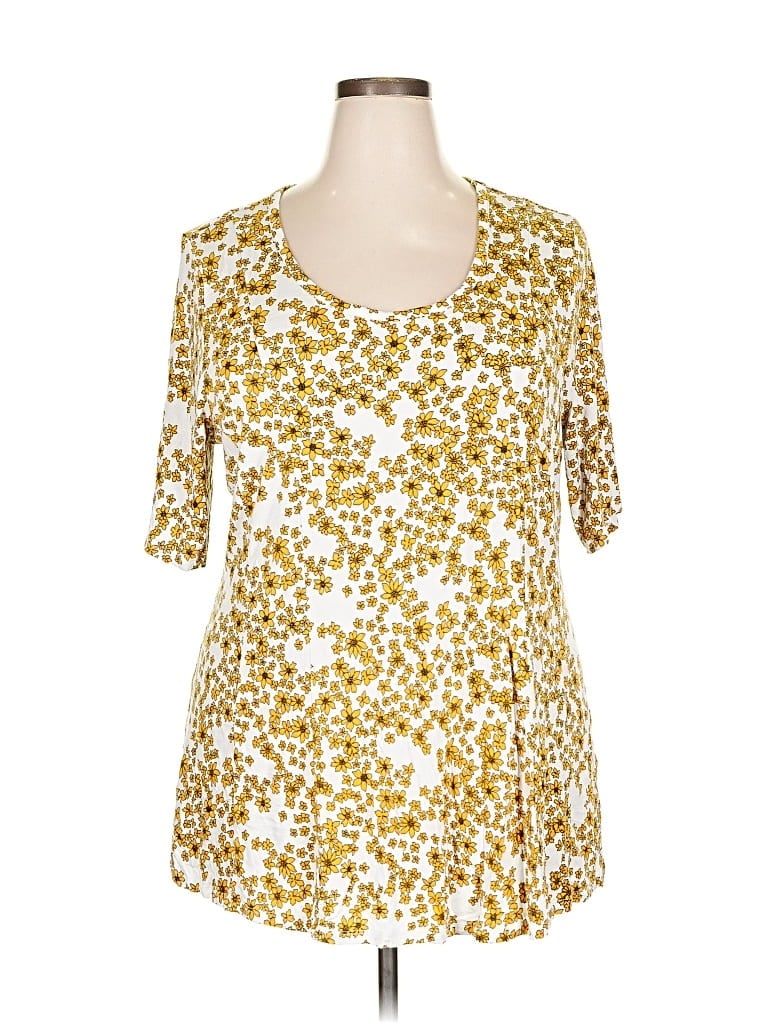 Pre-owned Lane Bryant Short Sleeve T-shirt In Yellow