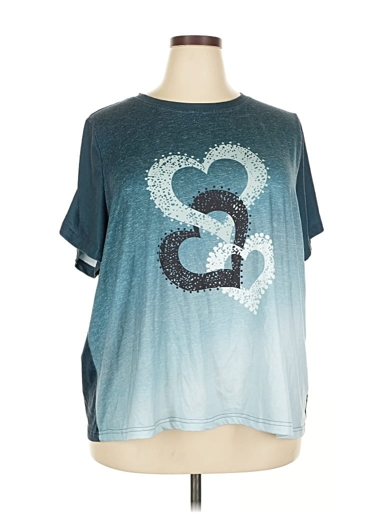 Pre-owned Shein Curve Short Sleeve T-shirt In Blue