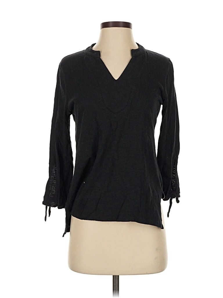 Pre-owned Soft Surroundings 3/4 Sleeve Top Black V Neck Tops