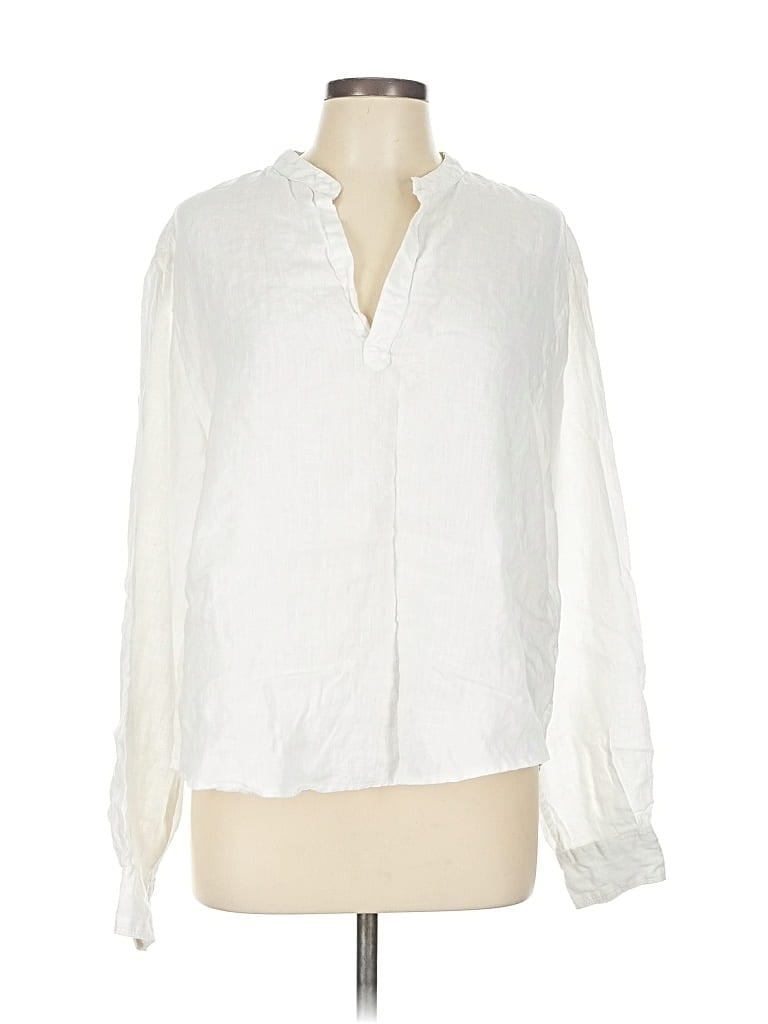 Pre-owned Perry Ellis Long Sleeve Blouse In White