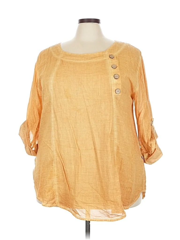 Pre-owned Assorted Brands 3/4 Sleeve Blouse In Gold