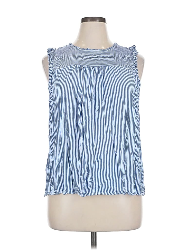 Pre-owned Ann Taylor Loft Sleeveless Blouse In Blue