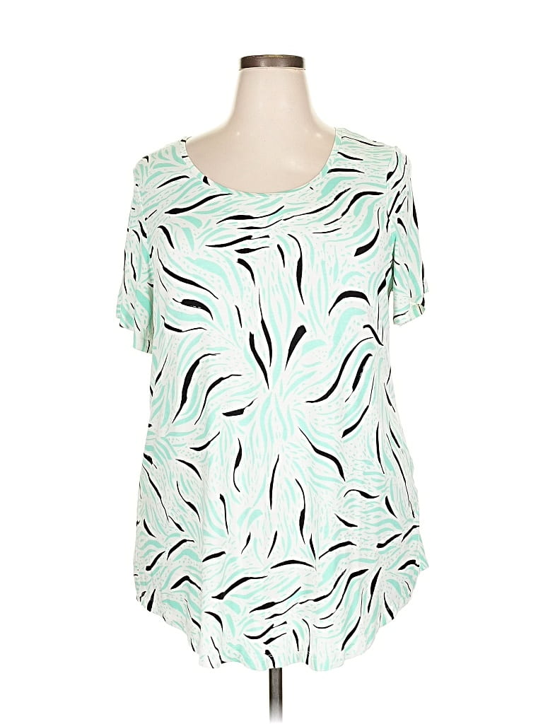 Pre-owned Jm Collection Short Sleeve Blouse In Blue