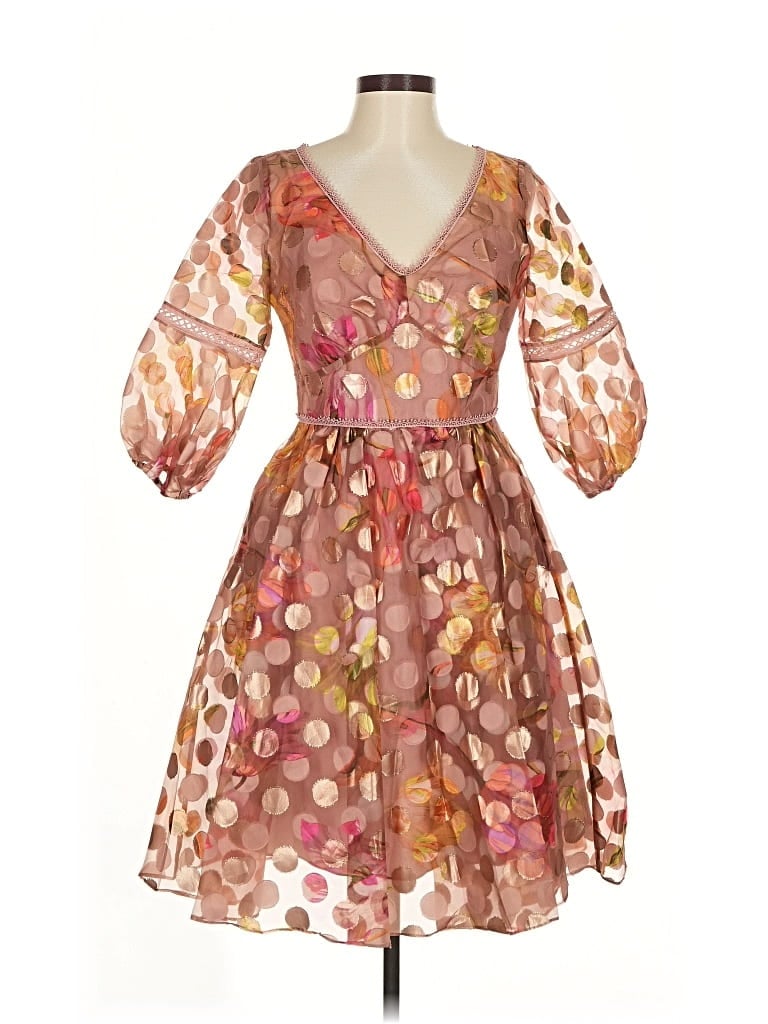 Pre-owned Marchesa Notte Cocktail Dress In Brown