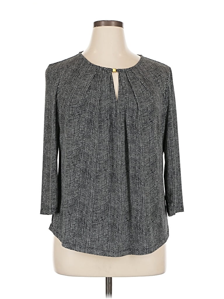 Pre-owned Liz Claiborne Career 3/4 Sleeve Blouse In Gray
