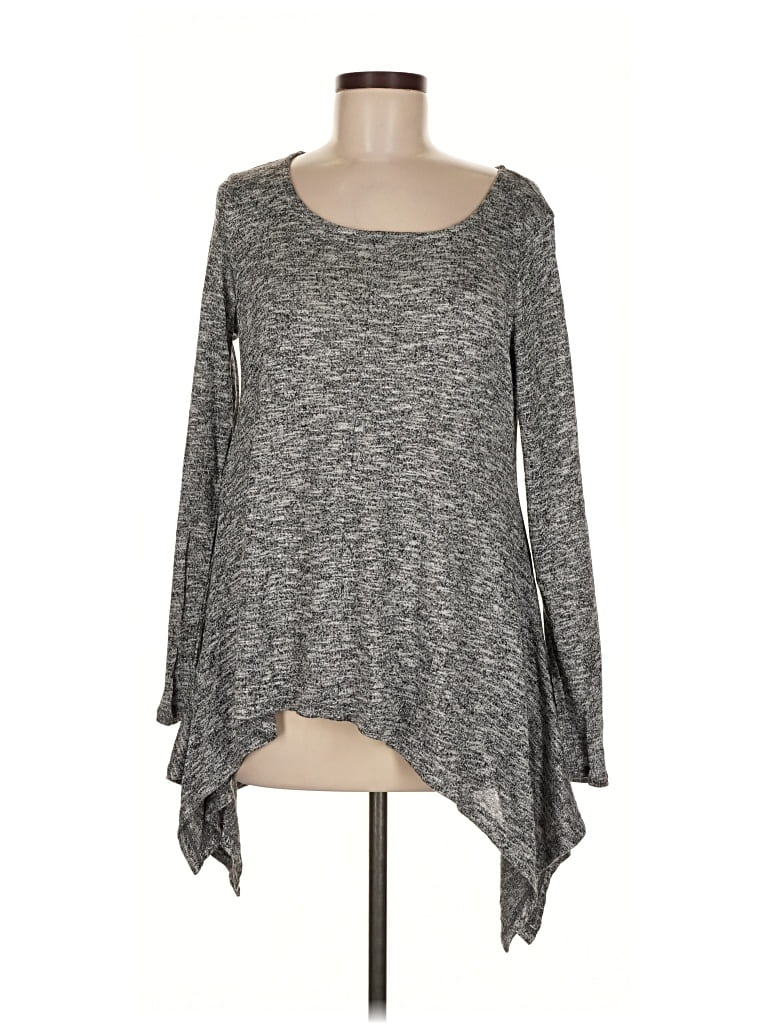 Pre-owned A.n.a. A New Approach Long Sleeve Top Gray Scoop Neck Tops