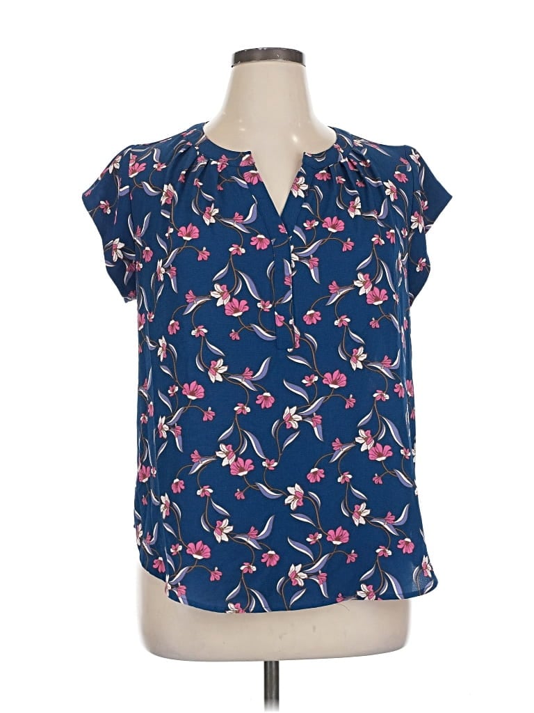 Pre-owned 41hawthorn Short Sleeve Blouse In Blue