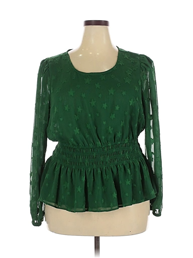 Pre-owned Torrid Long Sleeve Blouse In Green