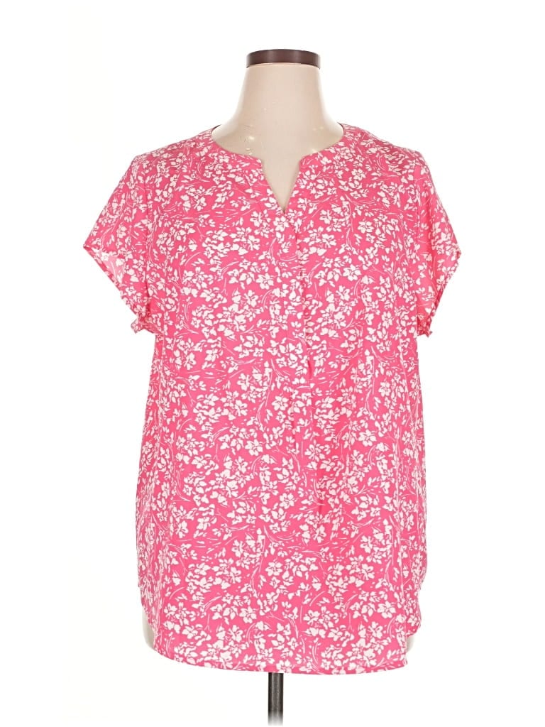Pre-owned Croft & Barrow Short Sleeve Blouse In Pink