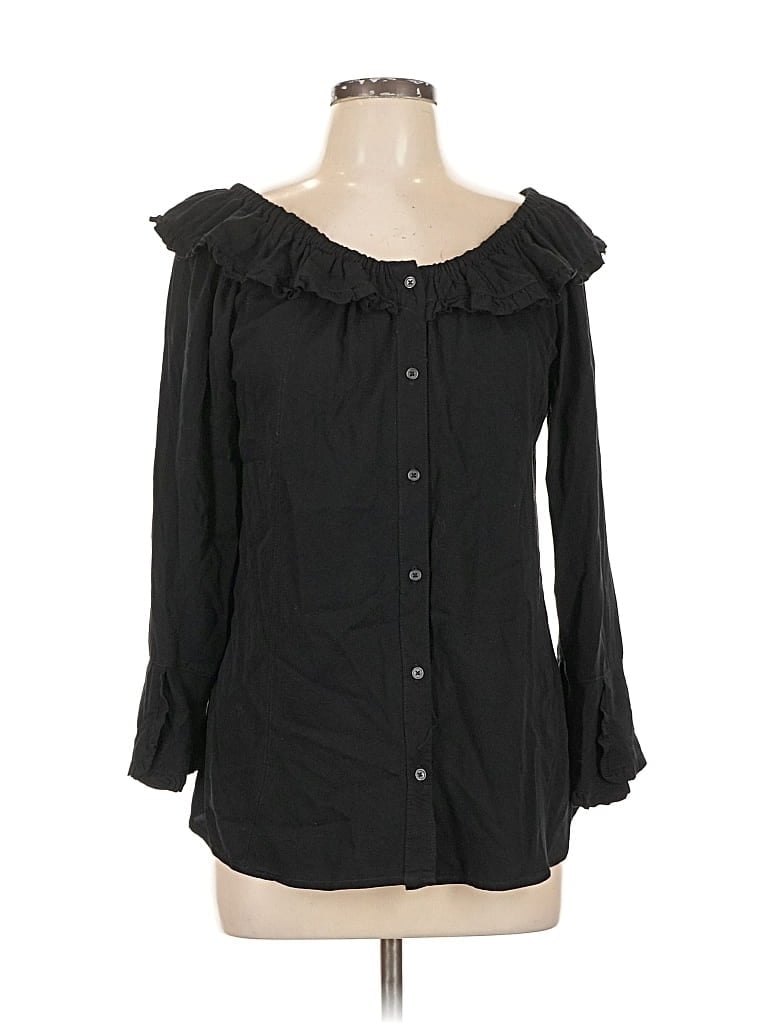 Pre-owned Scully 3/4 Sleeve Blouse In Black