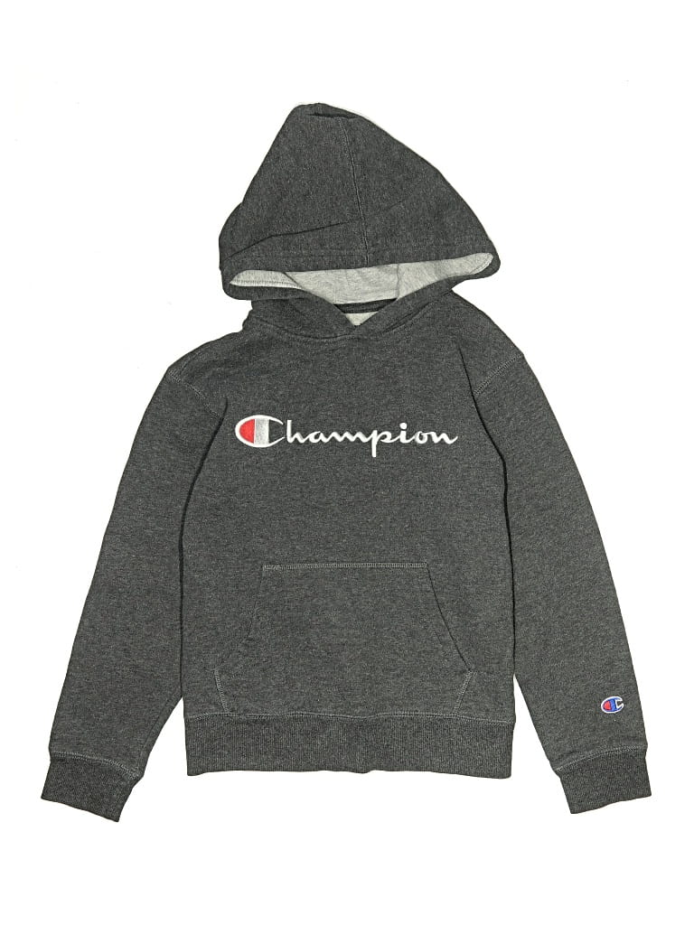 Pre-owned Champion Kids' Pullover Hoodie In Gray